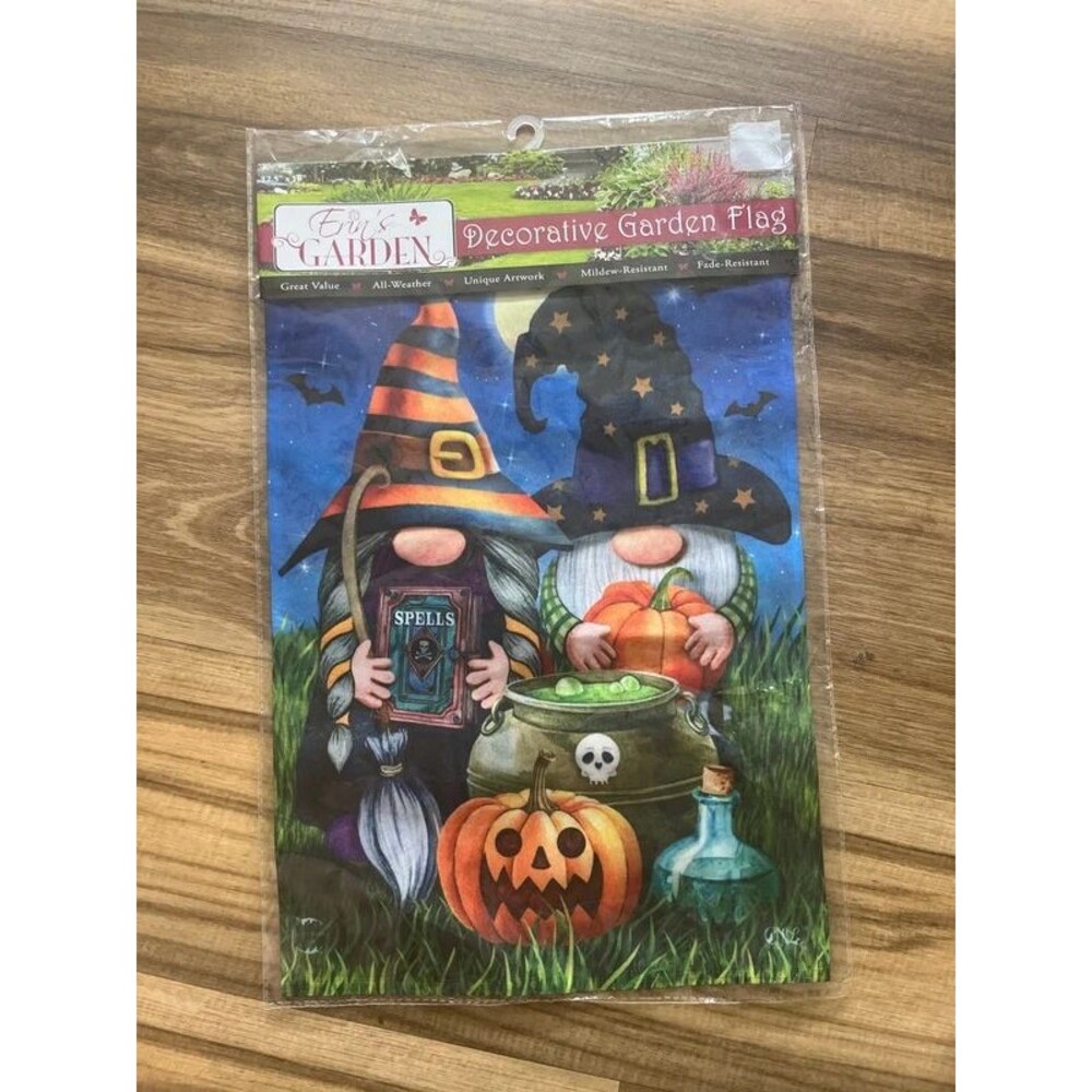 Halloween Gnome Garden flag
